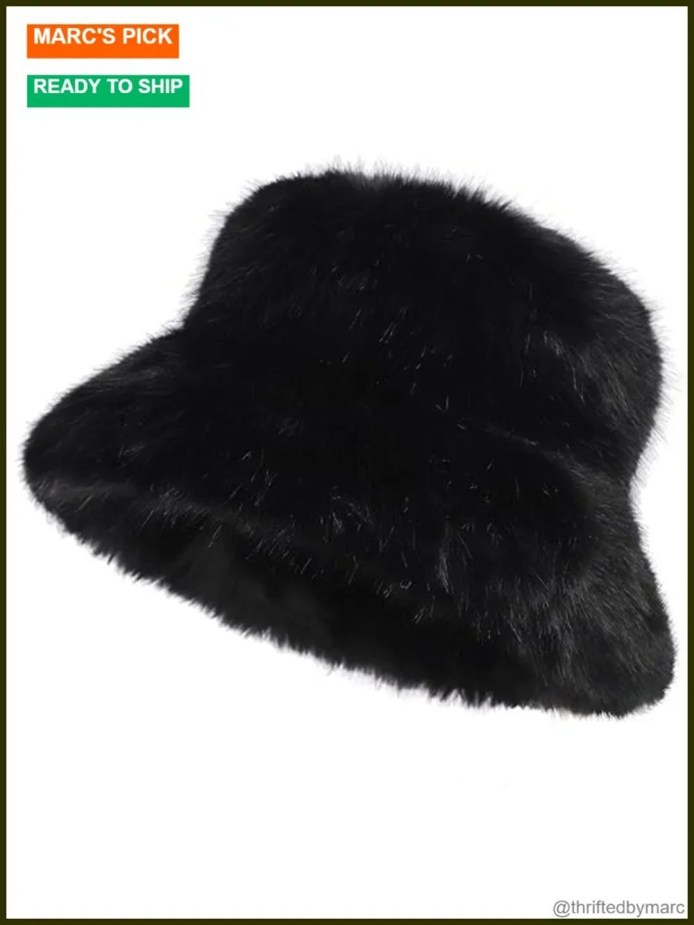Womens Faux Fur Bucket Hat Fluffy Winter Wide Brim Fisherman Cap